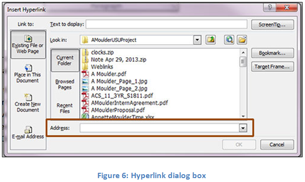 Figure 6: Hyperlink dialog box