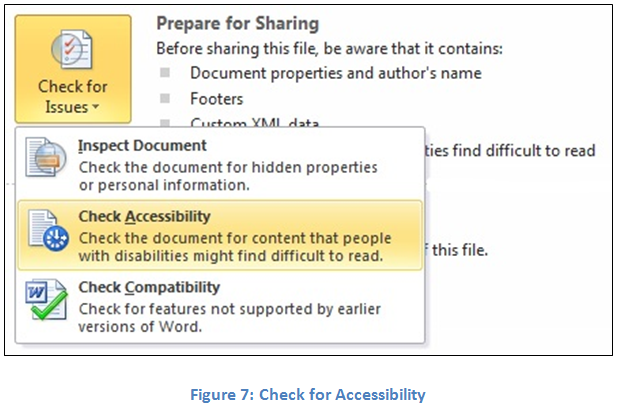 Figure 7: Check for Accessibility